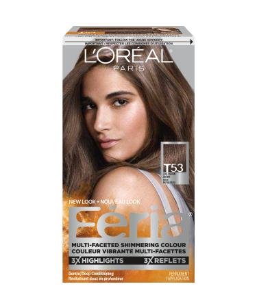 L'Oreal Paris Feria Multi-Faceted Shimmering Permanent Hair Color  T53 Moonlit Tortoise (Cool Medium Brown)  Pack of 1  Hair Dye 1 Count (Pack of 1) BLACKS & BROWNS T53 Moonlit Tortoise (Cool Medium Brown)