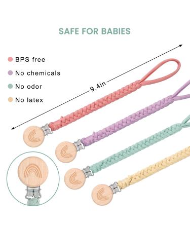 ClDy Baby Pacifier Chain Clip & Cup Holder Strap 4 Pack for Strollers Car Seats & Baby Carriers | Cute Fabric Designs for Boys & Girls - Buy Online on GoSupps.com