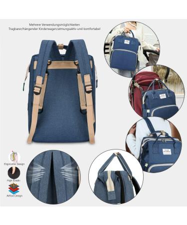Multifunctional Dark Blue Baby Wrap Backpack - Large Capacity Diaper Bag with Changing Pad & Water-Repellent Design for Parents - Buy Online on GoSupps.com