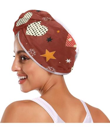 Plaid Hearts & Stars Hair Towel 2 Pack | Super Absorbent Quick Dry Hair Turbans for Women & Girls - Buy Online on GoSupps.com
