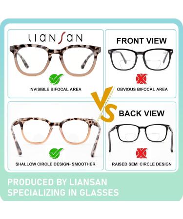 LianSan Bifocal Reading Glasses for Women - Stylish Top Clear Blue Light Blocking Readers Pink Tortoise Spring Hinge - 1.50 Magnification - Buy Online on GoSupps.com
