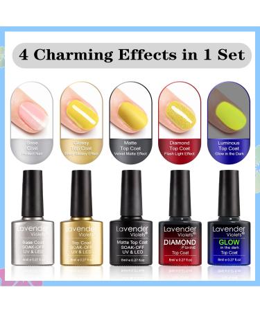 Lavender Violets 42 Pcs Gel Nail Polish Kit Set - 36 Colors + 6 Base Top Coat - Glossy Matte Diamond Shine Glow in the Dark - Nail Art C950 - Buy Online on GoSupps.com