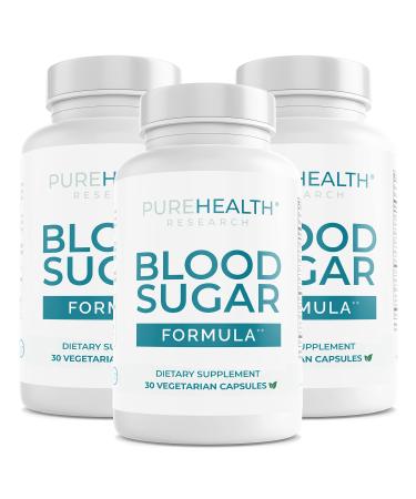 Blood Sugar Balance Supplement - 17 Herbs Blood Sugar Support Supplement with Berberine, Chromium - Cinnamon Capsules for Metabolism & Cardiovascular Health - PureHealth Research, 3 Bottles, 90 ct