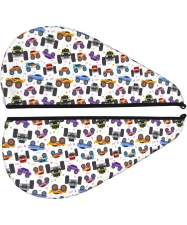Fast-Drying Hair Towel Wrap with Button Cartoon Monster Trucks | Perfect Hair Turban for Quick Drying - Buy Online on GoSupps.com