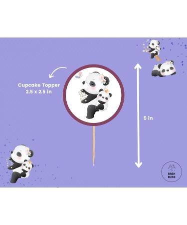24-Pack Panda Girl Cupcake Toppers Cake Topper Centerpiece - 2.5x2.5in & 5-inch Tall - Double-Sided High-Resolution - Heavy Cardstock Pre-Assembled with Stick for Whimsical Celebrations - Buy Online on GoSupps.com