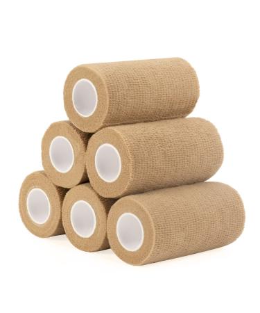 Legal bandage Association Self -adhesive 10cm x 4.5m 6 rolls Fixing bandage self -adhering cohesive bandage for first aid Dog veterinary wrapping Sport Elastic bandage for wrist feet (skin color) 10cm skin color