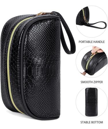 3Pcs Women's Waterproof Leather Makeup Bag Set - Portable Travel Cosmetic Organizer in Black - Buy Online on GoSupps.com
