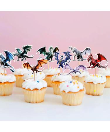 30-Piece Dragon Theme Cupcake Toppers - Mythical Cake Decorations for Weddings & Birthday Parties - Buy Online on GoSupps.com