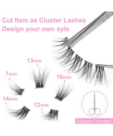 DIY Cat Eye Cluster Lashes Set - 9 Pairs of Natural Look Faux Mink Strips with Scissors - Clear Band for Individual Application - Buy Online on GoSupps.com