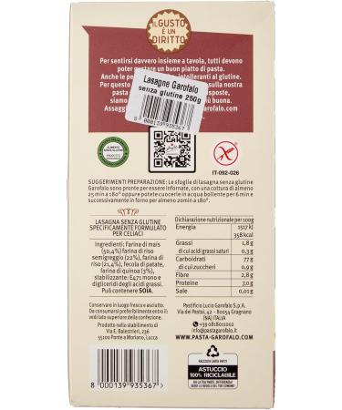  Italian Gourmet E.R. Garofalo Lasagna Pack of 12 gluten-free pasta 250g with corn brown rice and quinoa 400g - Buy Online on GoSupps.com