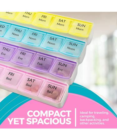 2 Pack Weekly Pill Organizer- 4-Times-a-Day Pill Planner with Daily Compartments - Travel Friendly Medication Reminder - Buy Online on GoSupps.com