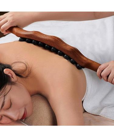 Massage Wood Stick - 3 Rows 31 Pearl Points - Ultimate Body Muscle Tension Relief Tool - Buy Online on GoSupps.com