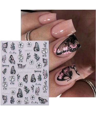 JMEOWIO 6 Sheets 3D Embossed Spring Flower Nail Art Stickers Decals Self-Adhesive 5D Colorful Summer Floral Nail Supplies Nail Art Design Decoration Accessories - Buy Online on GoSupps.com