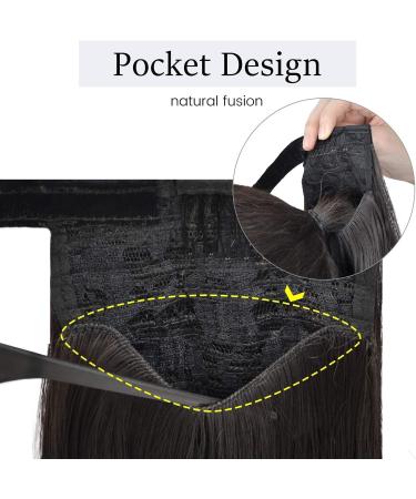FESHFEN 24 Long Straight Wrap Around Ponytail Hair Extensions | Light Auburn 30/33# | Synthetic Clip in Ponytail Extension for Women - 24 Inch - Buy Online on GoSupps.com
