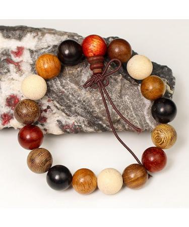 OralGos Colorful 12mm Sandalwood Wrist Chain - Elastic Buddhist Beads Jewelry for Meditation & Yoga | International Shipping - Buy Online on GoSupps.com