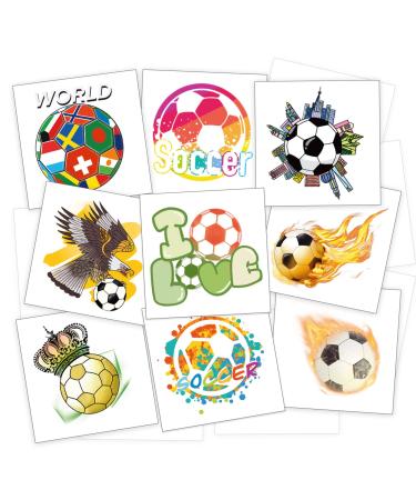 Metker Soccer Sports Waterproof Temporary Tattoos 140 Piece Individual Temporary Tattoo Stickers for Adults Kids Soccer Fans Perfect for Soccer Parties  Group Events Soccer Face Stickers Gift Bag Fillers Soccer Theme Bir...