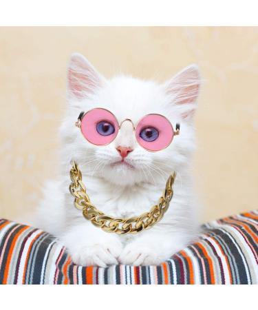7-Piece Pet Sunglasses Gold Chain Costume Set for Cats and Dogs - Funny Cute Cat Glasses Retro Cosplay - Vivid Colors & Lovely Style - Buy Online on GoSupps.com