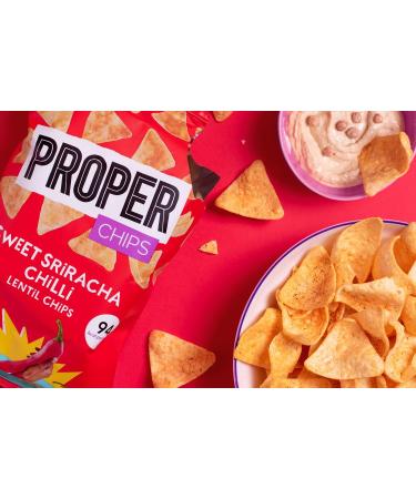 PROPER Lentil Chips Sweet Sriracha Chilli 85g - Vegan & Gluten-Free Snack Sharing Bag - Buy Online on GoSupps.com