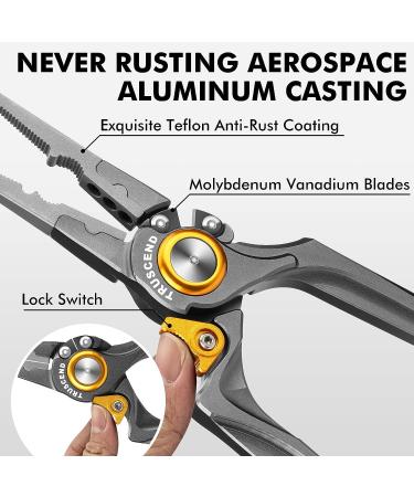 TRUSCEND Fishing Pliers Saltwater with Mo-V Blade Cutter Corrosion Resistant Teflon Coated Multi-Function Fishing Gear Split Ring Plier, Line Cutter, Hook Remover Unique A-Space Grey Design for Men - Buy Online on GoSupps.com