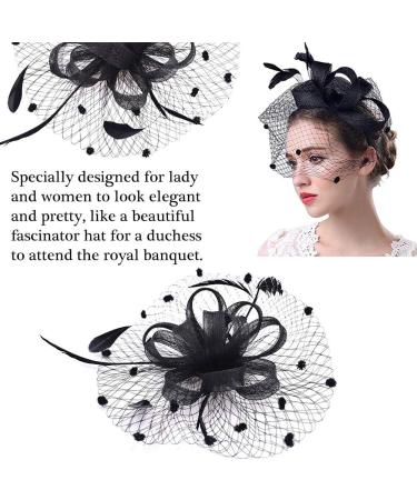 Elegant Black Feather Mesh Hat Clip | INTVN Ladies Wedding Cocktail Headband - Buy Online on GoSupps.com
