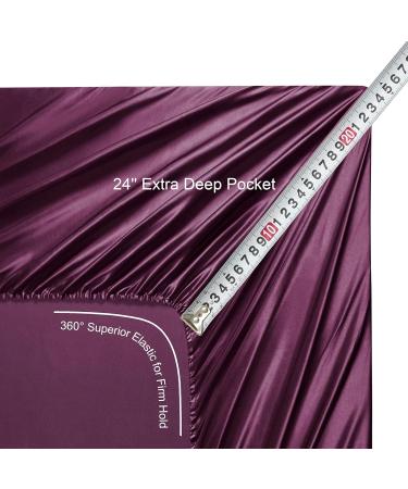 Lanest Housing Satin Sheets Full Size Set - Silky Soft, Fade Resistant Bedding with Extra Deep Pocket - Purple Full (4 Piece Set) - Buy Online on GoSupps.com