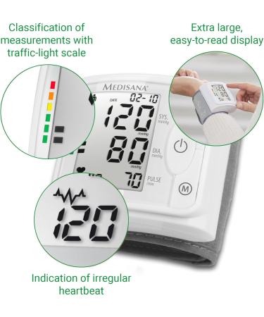 Medisana BW 320 Wrist Blood Pressure Monitor - Accurate Readings Large Display Memory Function & Arrhythmia Detection - International Shipping Available - Buy Online on GoSupps.com