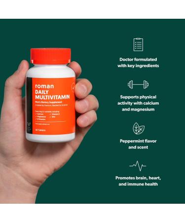 Roman Men's Daily Multivitamin | Supports Physical & Brain Health | 23 Key Nutrients with Calcium, Magnesium & Zinc | 30-Day Supply | 60 Tablets - Buy Online on GoSupps.com