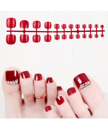48PCs False Nails Tips Kit - Artificial Fake Toenails & Fingernails with Double-Sided Glue Stickers (Red & Black) | International Shipping - Buy Online on GoSupps.com