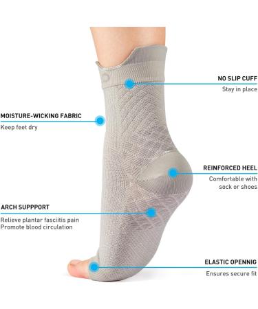 HUEGLO 4 Pair Ankle Compression Socks - Orthopedic Bandage for Neuropathy Arthritis Achilles Tendon & Plantar Fasciitis - Gray M - Buy Online on GoSupps.com