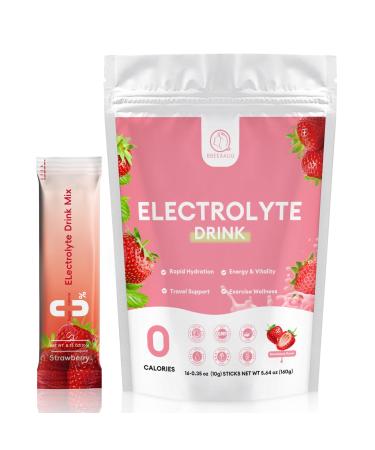 Electrolytes Drink Mix Electrolytes Powder No Sugar & 0 Calorie Hydration Packets with Vitamins for Rapid Hydration Endurance & Energy Support Strawberry Flavor(16 Sticks)