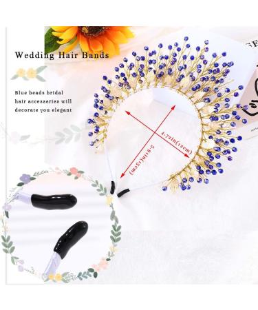 IYOU Halo Wedding Headband Crystal Blue Hair Bands Crown Beads Party Bridal Hair Accessories for Women - Buy Online on GoSupps.com