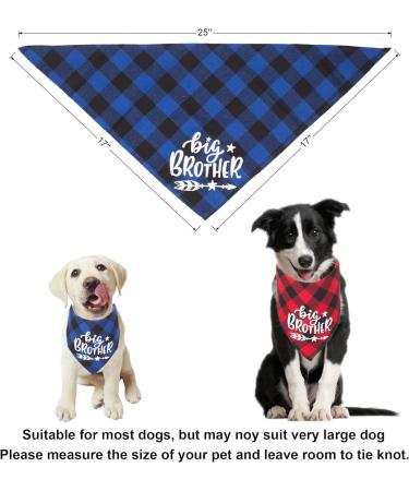 Adoggygo Big Sister Brother Dog Bandana - Buffalo Plaid Pregnancy Announcement for Small to Large Dogs - Red/Blue - Buy Online on GoSupps.com