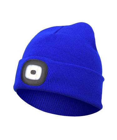 Miserwe hat with light unisex hat with LED light USB rechargeable running cap alpine cap gifts for men and women teens unit size blue