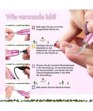 Weyi Nail Miller - 20 000 RPM Electric Nail File & 11-in-1 Manicure Set for Gel & Acrylic Nails | Adjustable Speed | Pink - Buy Online on GoSupps.com
