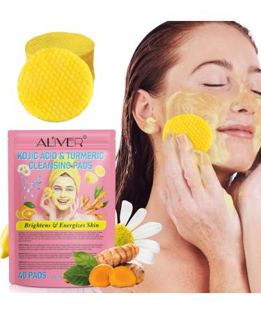 Kojic Acid And Turmeric Pads Resurfacing Pads For Face & Body Exfoliating Cleansing Pads Facial Sponges For Cleansing(40 Pads) - Buy Online on GoSupps.com