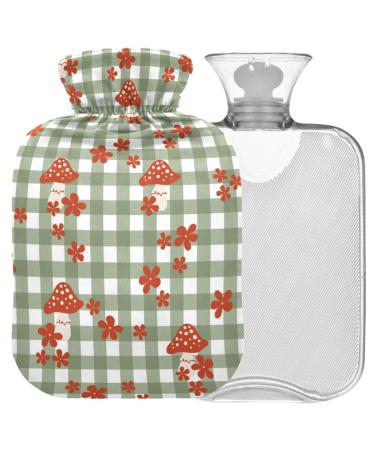 NAANLE DAISY Mushroom hot water bottle with cover transparent warm water bottle 2 l large warm-up bag for pain relief hot and cold therapy bed hand feet warmer 2l