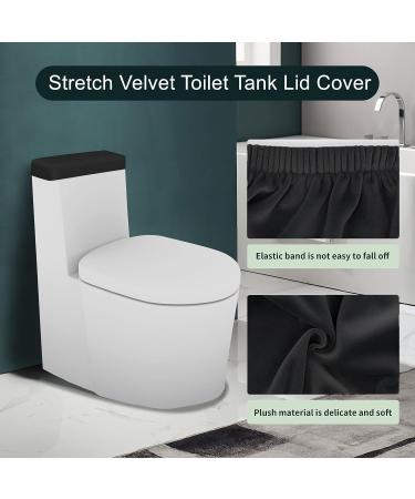 Stretch Velvet Toilet Tank Lid Cover - Super Soft Luxury Plush with Elastic Bottom, Machine Washable - Black - Buy Online on GoSupps.com