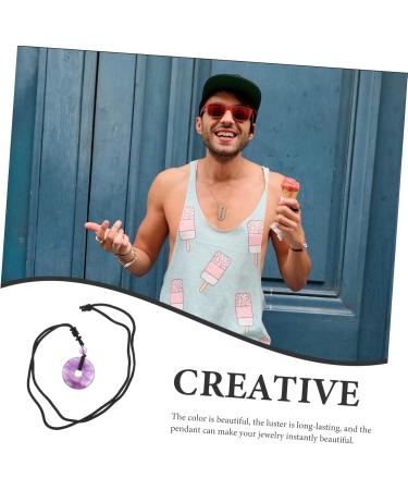 Beaupretty 5-Stone Obsidian Necklace with Safety Buckle | Unique Chinese Medallion & Cotton Thread Chain for Men & Women - Violet Crystal Adornment - Buy Online on GoSupps.com