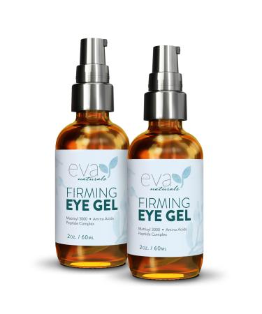 Eva Naturals Anti-Aging Eye Gel - Luxurious Hydrating Eye Cream For Dark Circles and Puffiness, Bags, Crows Feet, Wrinkles - W/ Hyaluronic Acid & Skin-Firming Peptides Eye Repair Gel (2 Fl Oz, 2 Pack) 2 Fl Oz (Pack of 2)