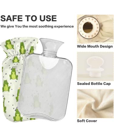 Oarencol Funny Frogs Hot Water Bottle - Green Animal Dragonfly Design | 1L Hot & Cold Compress - Buy Online on GoSupps.com