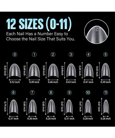 TOMICCA Short Almond French Edge Nail Tips - 240 pcs Clear Matte False Nails - 12 Sizes Half Cover Artificial Nails for Acrylic Extensions - Buy Online on GoSupps.com