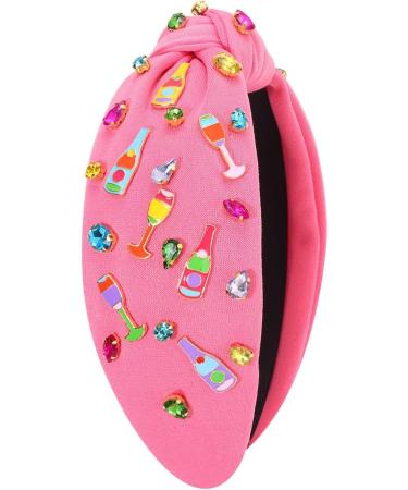 Champagne Headband for Women Hot Pink Champagne Glass Headband Embellished Rhinestone Crystal Knotted Headband Holiday New Year s Eve Birthday Hair Accessories Bachelorette Party (Champagne Bottle 4) - Buy Online on GoSupps.com