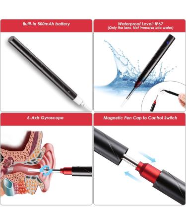 Earwax Remover Tool MYPIN 1080P HD Wireless Otoscope Ear Cleaner Kit Ear Wax Removal Kit Camera Ear Drops for Wax Ear Camera for iPhone/iPad/Android Red - Buy Online on GoSupps.com
