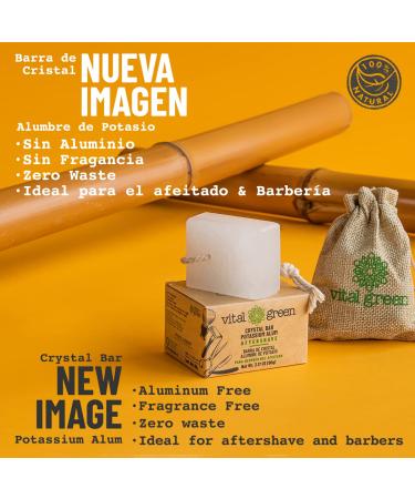 Vital Green Potassium Alum Crystal Block for Shaving - 3.18 oz / 90 g (2 Units) | Alum Bar for Irritation Relief & Refreshing Shave Experience - Buy Online on GoSupps.com