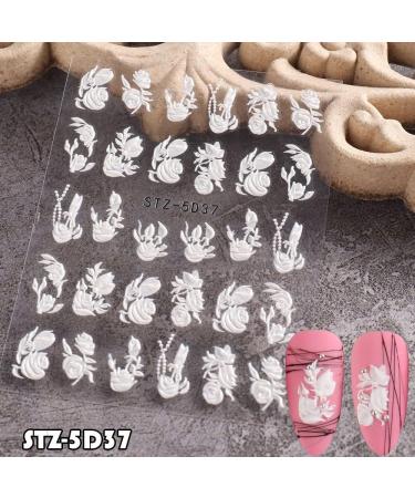 Nail Accessories Summer Acrylic Slider Decals Embossed Flowers Leaves 5D Nail Stickers(STZ-5D36) - Buy Online on GoSupps.com