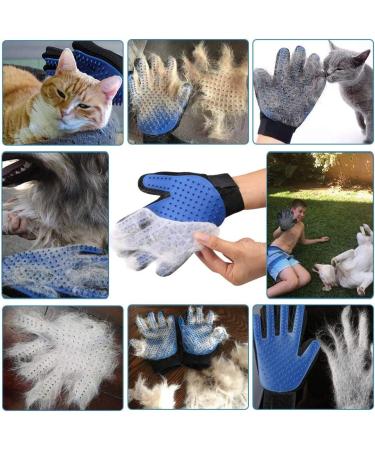 BANSHAN Pet Hair Removal Gloves - 259 Needles Furniture Soft Massage Brush for Cats and Dogs - Long and Short Hair - Blue Right Hand - Buy Online on GoSupps.com