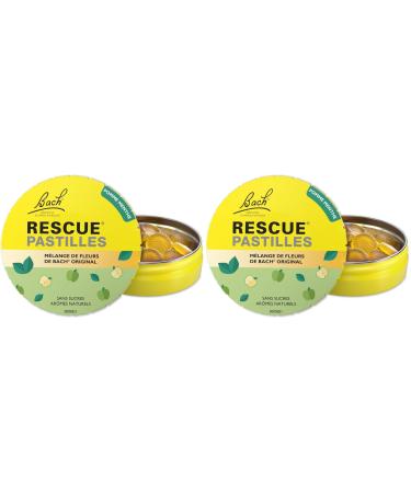 RESCUE - Pastilles go t Pomme Menthe - Bien- tre motionnel naturel - M lange de 5 Fleurs de Bach Original - Id al lors de d placement voyage stress du quotidien - Sans sucre - 50g (Lot de 2)