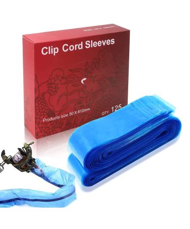 Tattoo Clip Cord Covers - Gakonp 125Pcs Tattoo Clip Cord Sleeves Clip Cord Bags Disposable Hook Line Protection Bags Plastic Blue for Power Cord