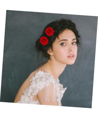 Beaupretty Retro Hair Needles - 4PCS Rose Flower Headwear | Beautiful Red Hairpins for Women - Bridal Hair Accessories - Buy Online on GoSupps.com