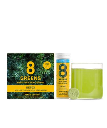 8Greens Detox Fizzy Tablets - Packed with 8 Powerful Super Greens (1 Tube/10 Tablets) Natural Lemon Ginger 10 Count (Pack of 1)